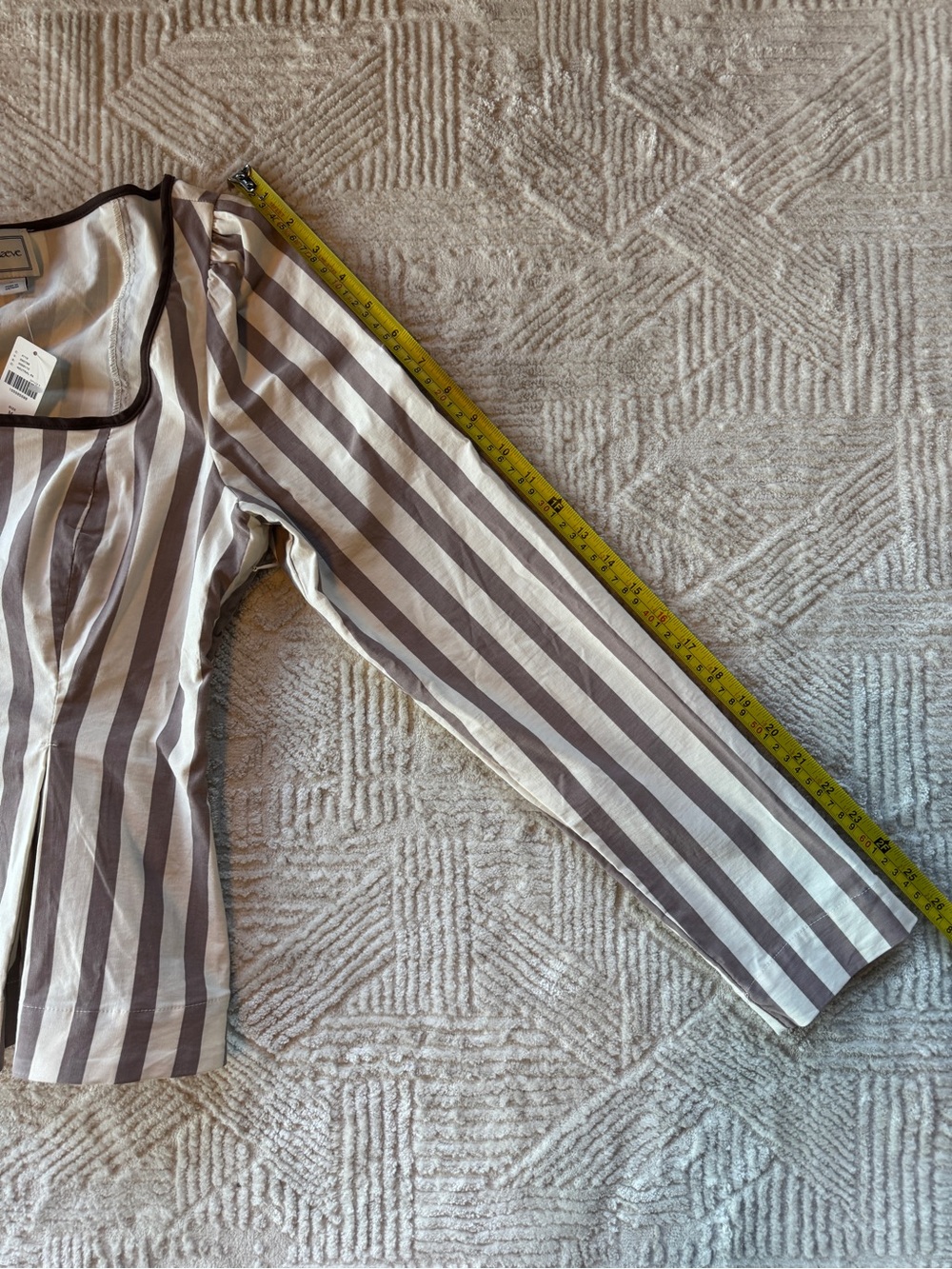 NWT Anthropologie Maeve Striped Square Neck Peplum Blouse Size M Brown White - Picture 13 of 13